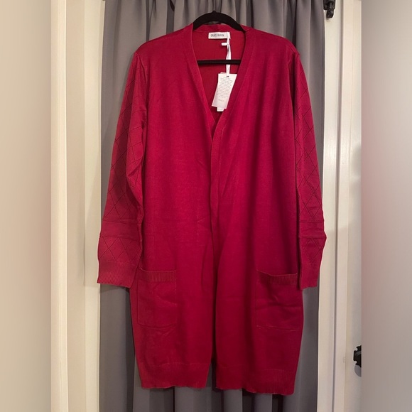 Grace Karin Long Cardigan Size 2XL Red - Picture 6 of 13